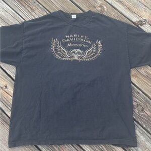 Harley-Davidson Black Tee with Winged Skull Design